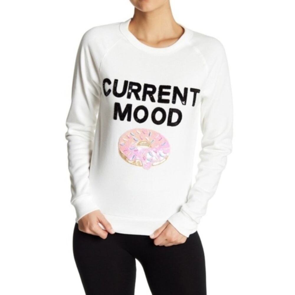 Bow & Drape Embellished Donut Current Mood White Sweatshirt Medium